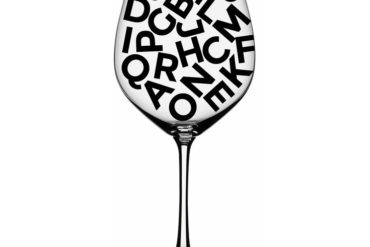 Letters inside of a wine glass