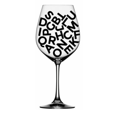 Letters inside of a wine glass