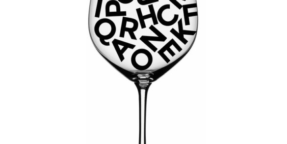 Letters inside of a wine glass