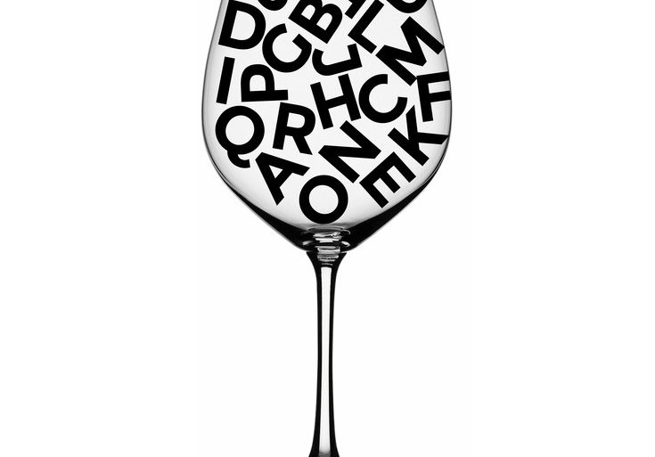 Letters inside of a wine glass